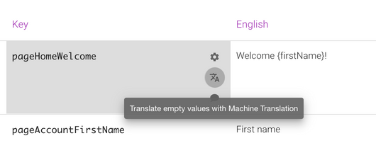 Machine Translation (MT) button