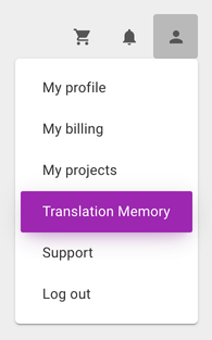Translation Memory menu
