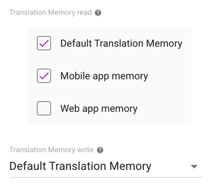 Translation Memory project settings