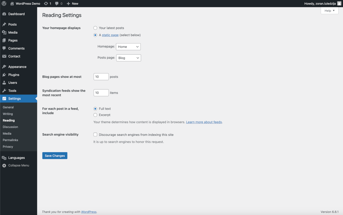 Configuring reading settings