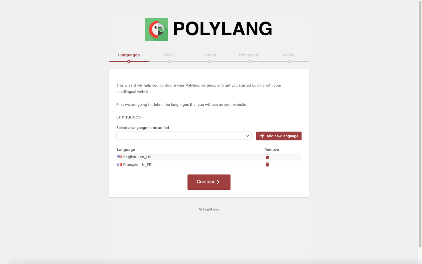 Polylang setup