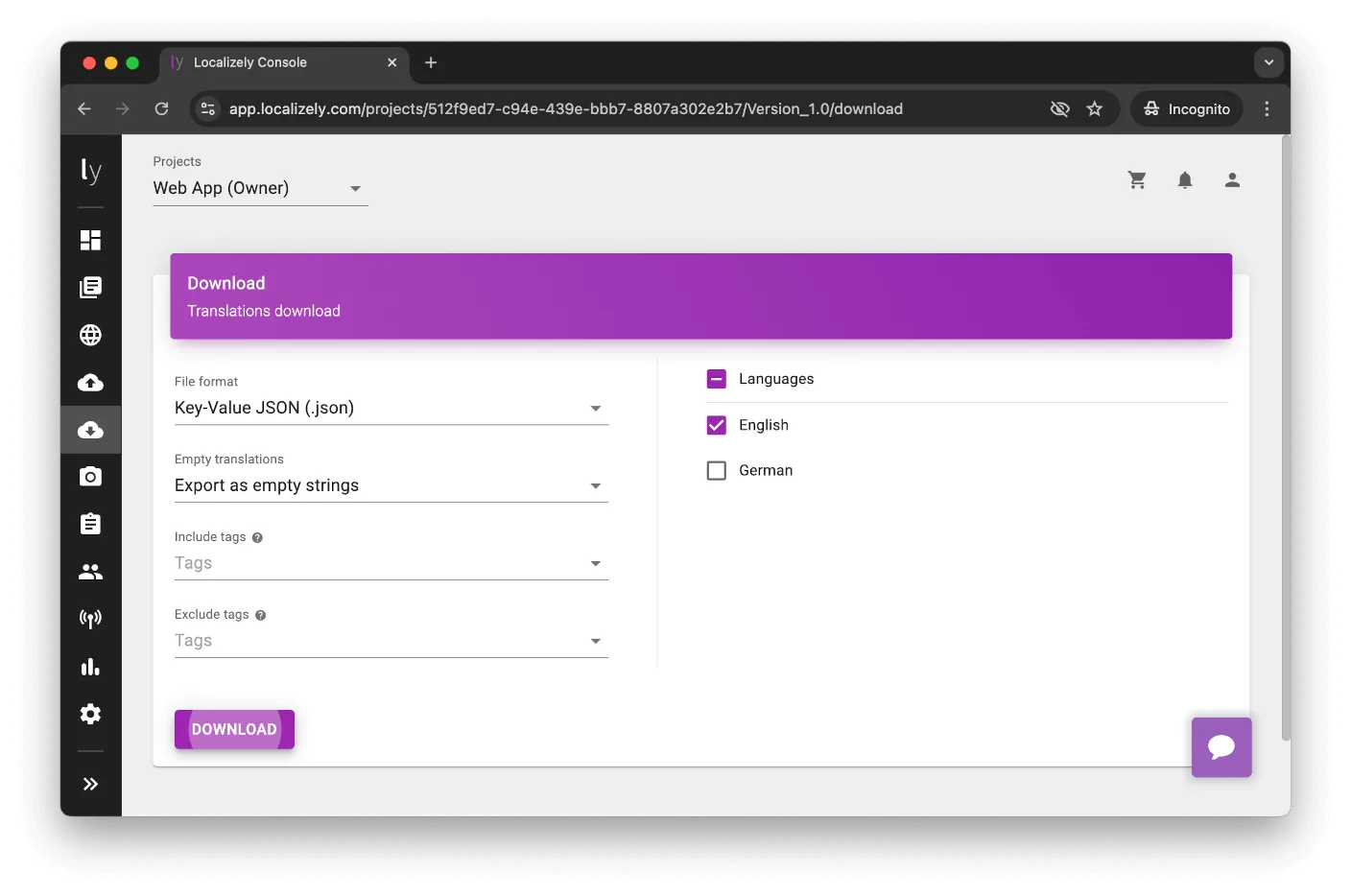 NextJS localization download JSON file