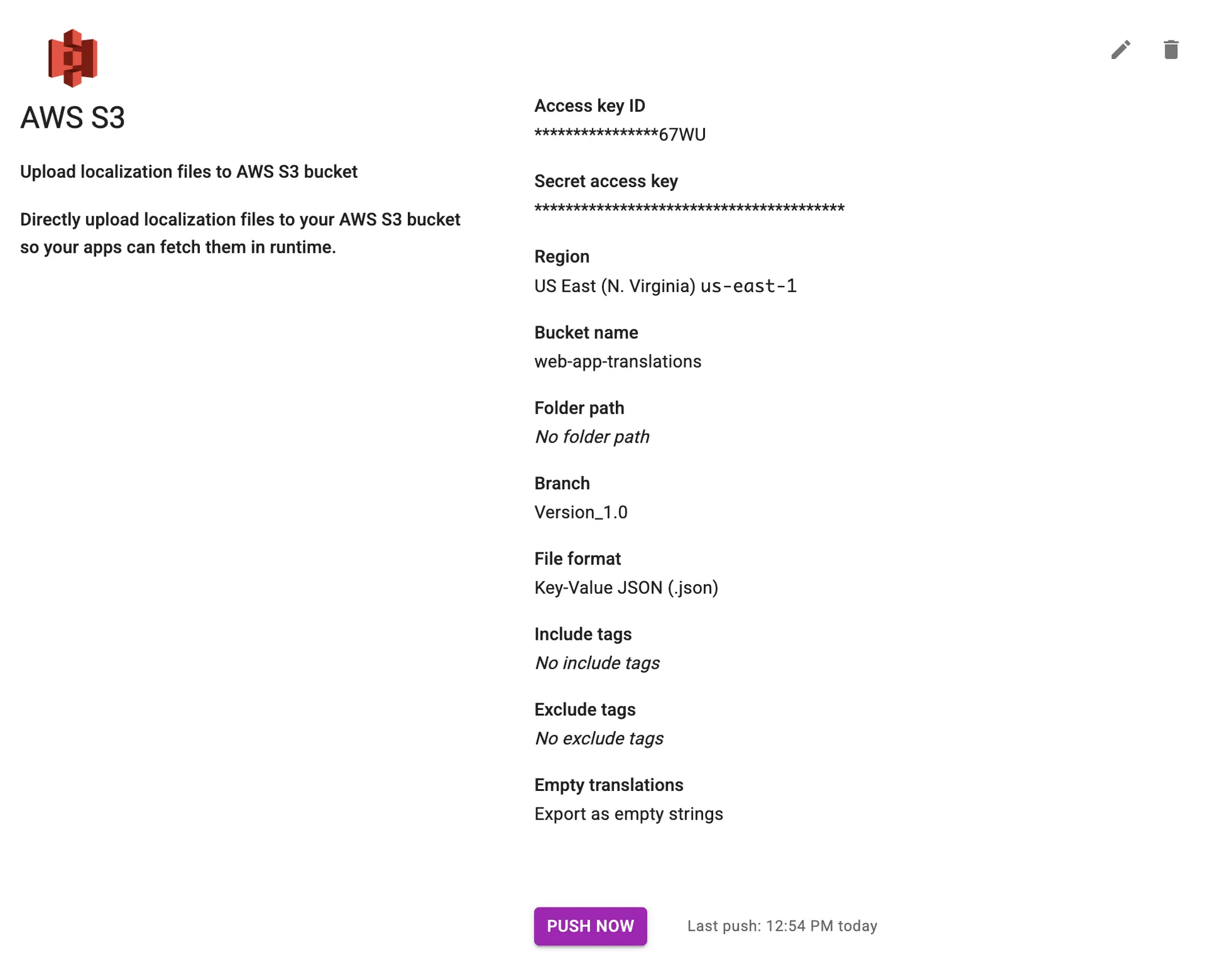 AWS S3 integration details