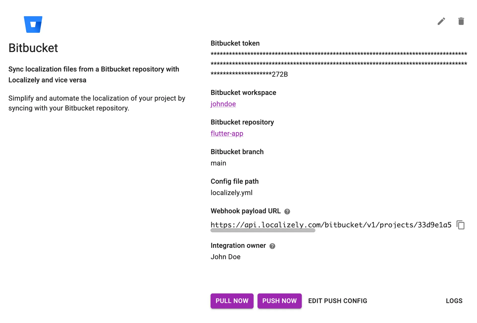 Bitbucket configuration details