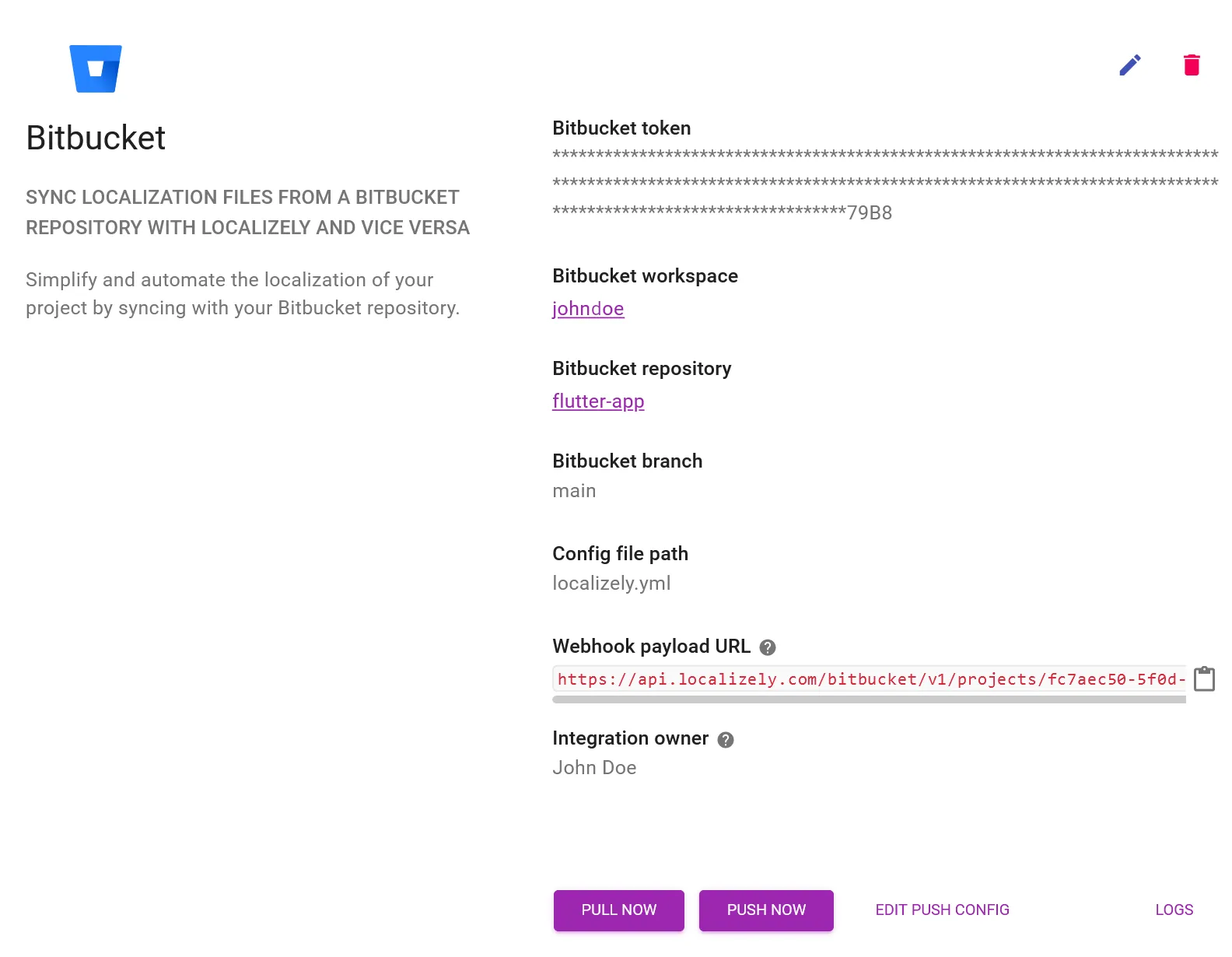 Bitbucket configuration details