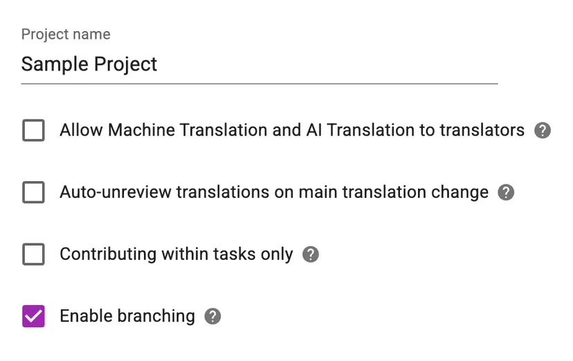 Enable branching settings