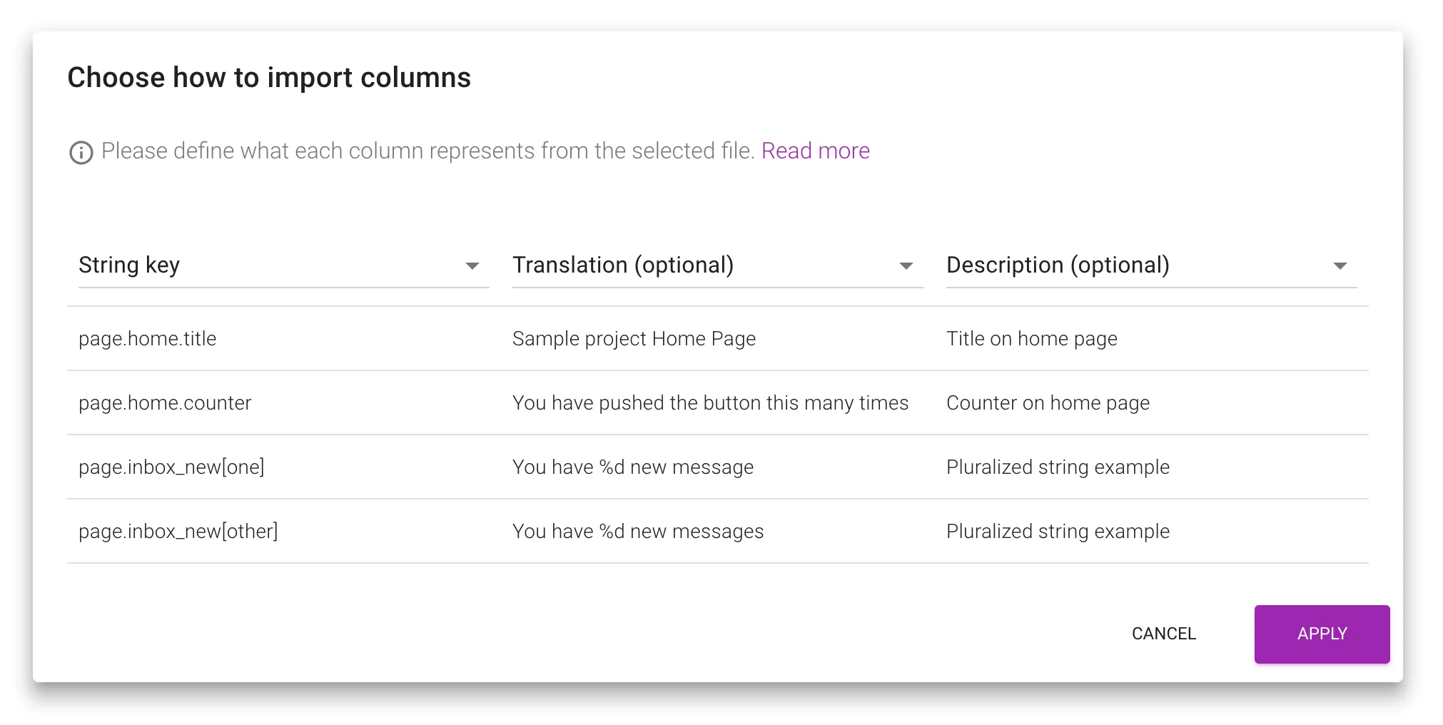 Excel file import preview