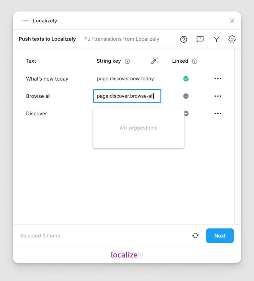 Figma plugin suggest enter new key name