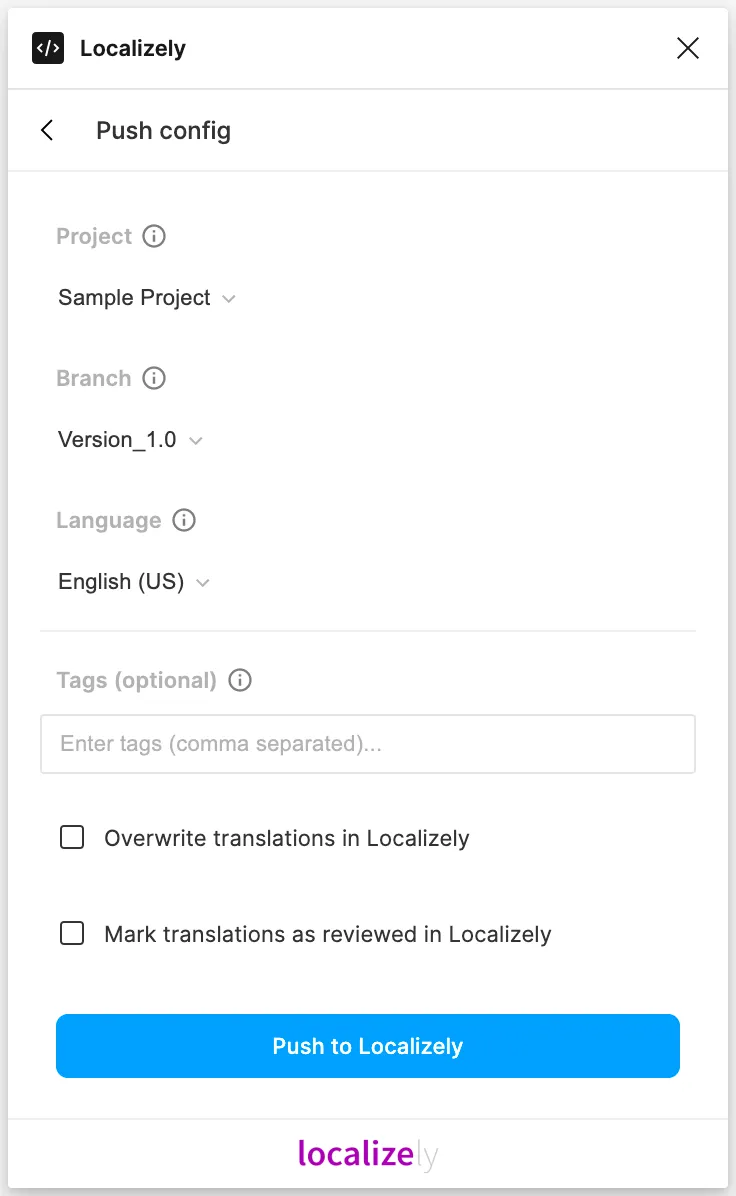 Figma plugin push texts to Localizely