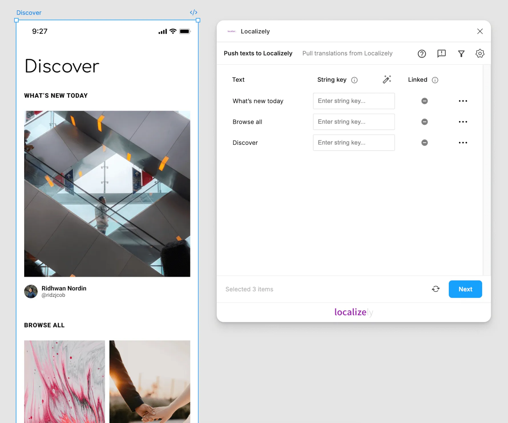 Figma plugin selected texts for translation