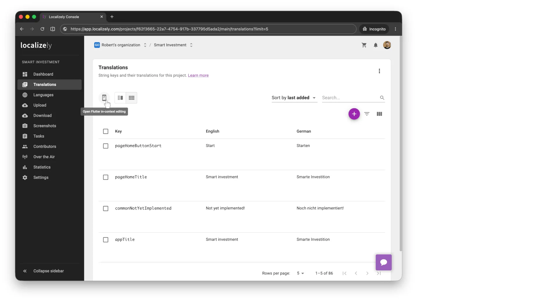 Flutter In-Context Editing open dialog