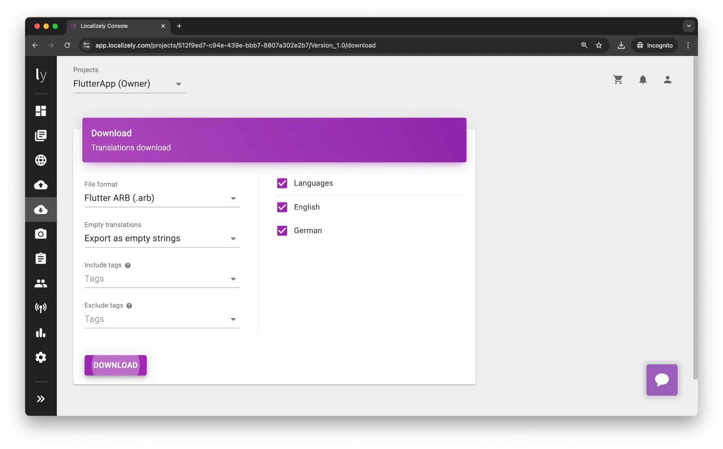 Flutter localization download arb file