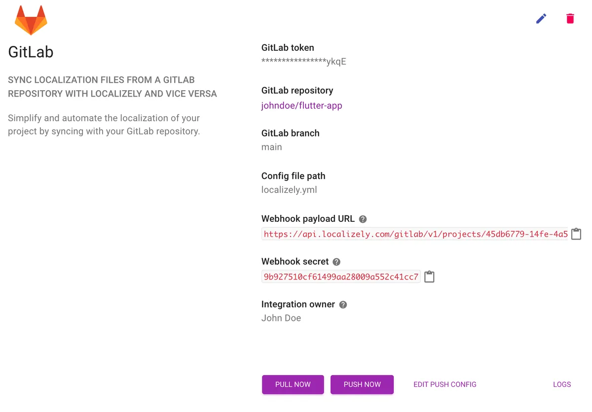 GitLab configuration details