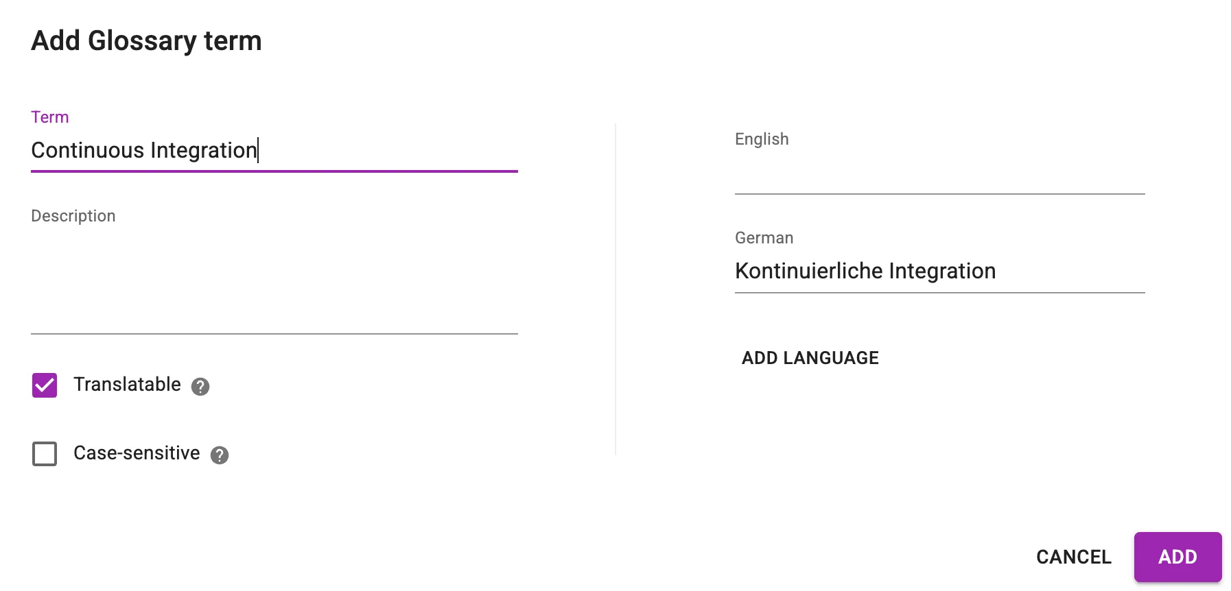 Glossary add term