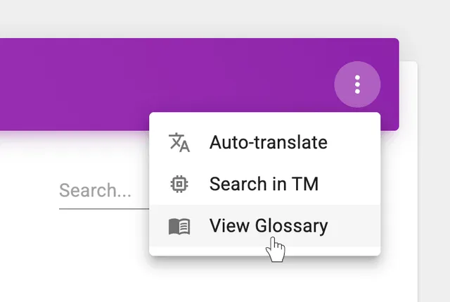 View glossary option