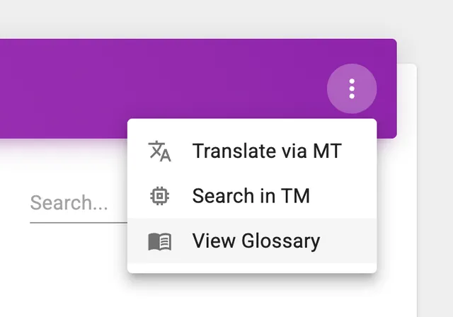 View glossary option