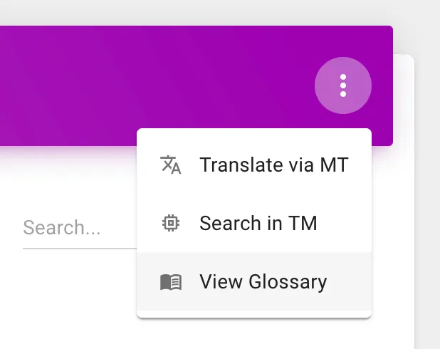 View glossary option