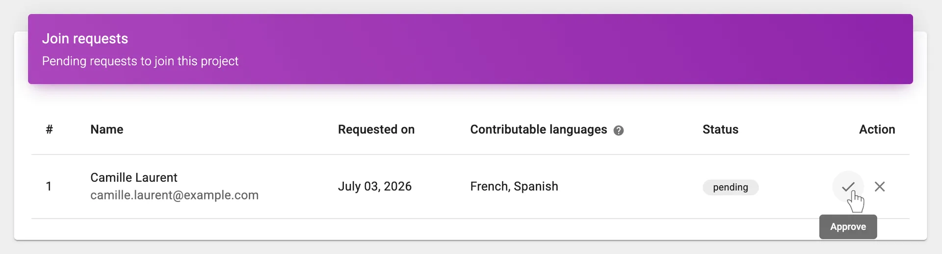 Public project - Pending join requests