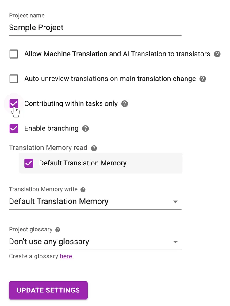 Contributing within tasks only