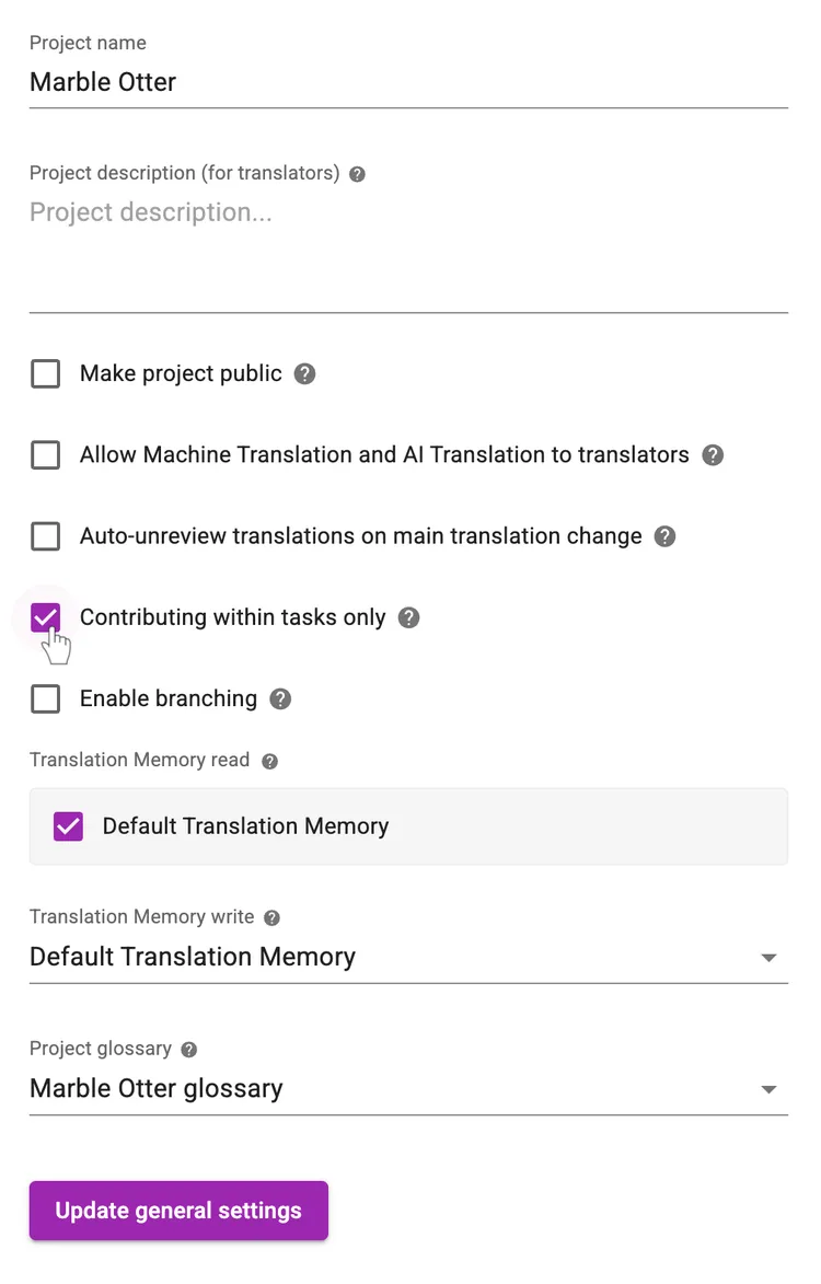 Contributing within tasks only