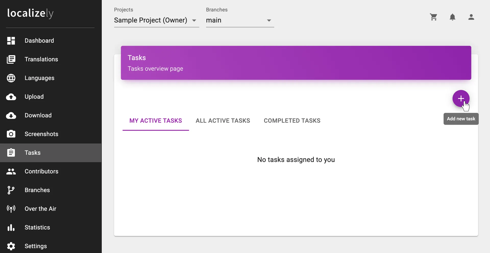 Create a task via Tasks page