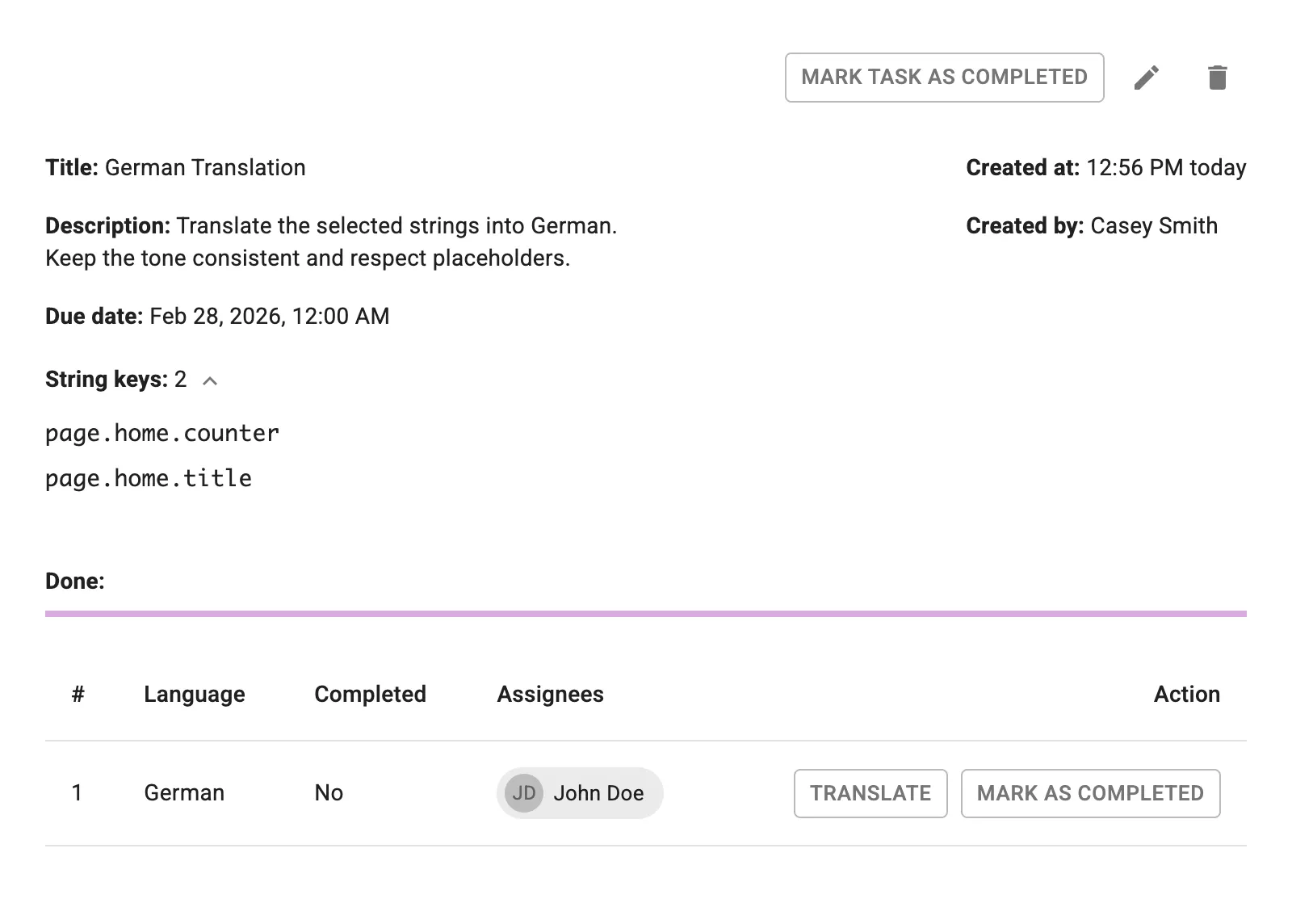 Task details