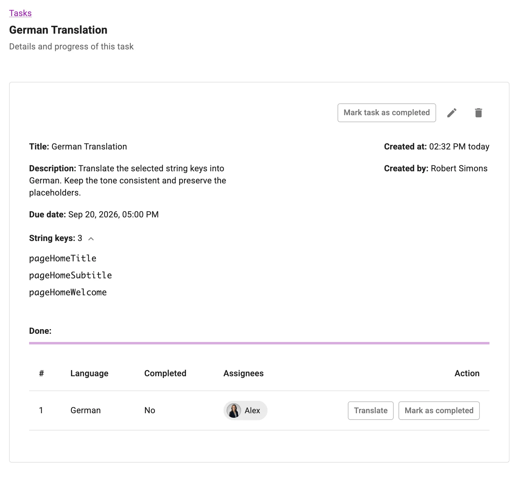 Task details