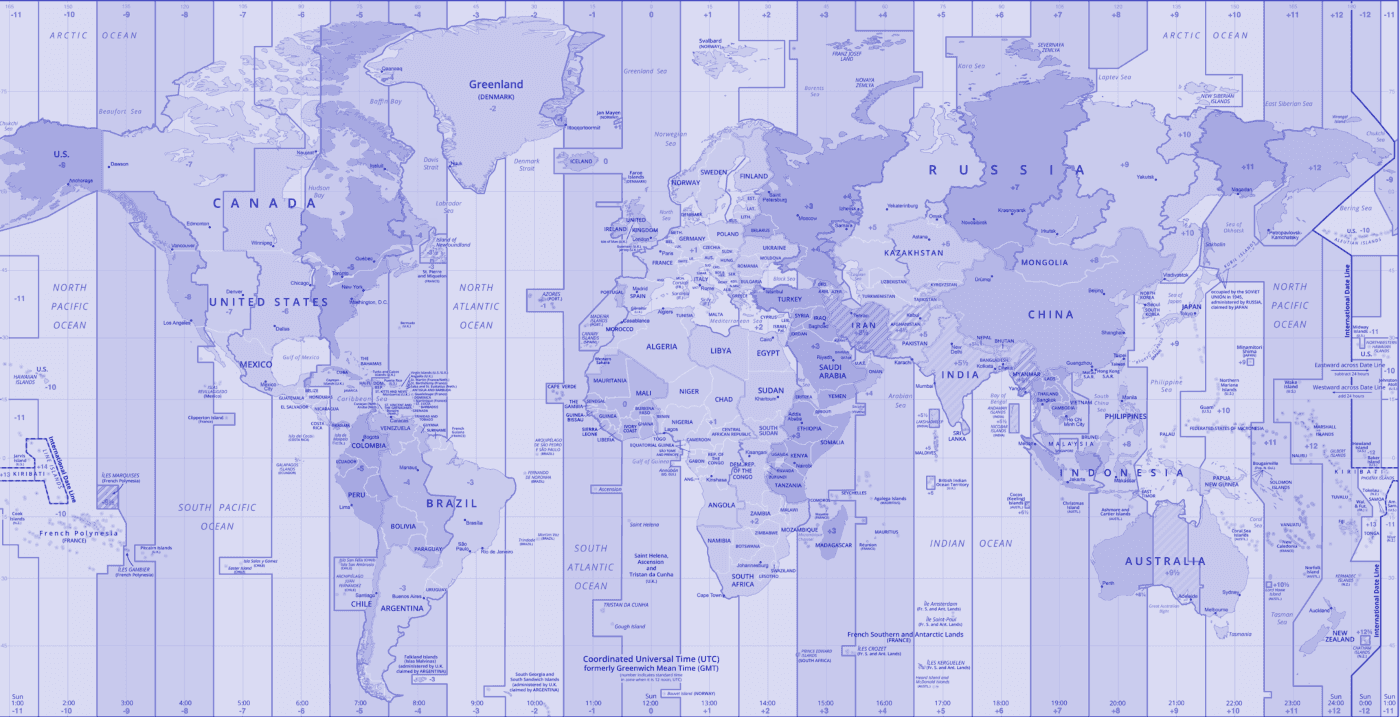 World time zones map