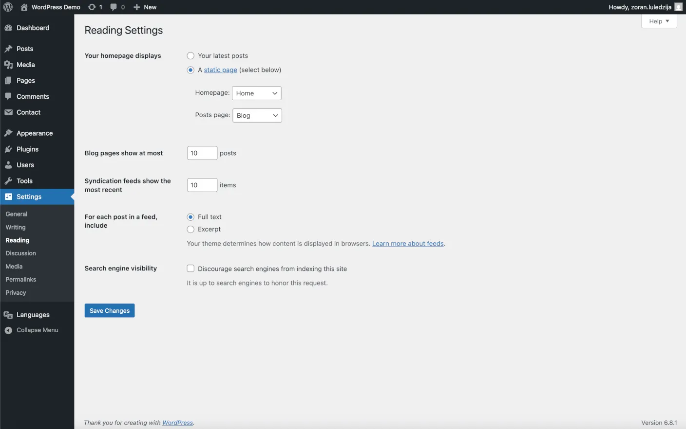 Configuring reading settings