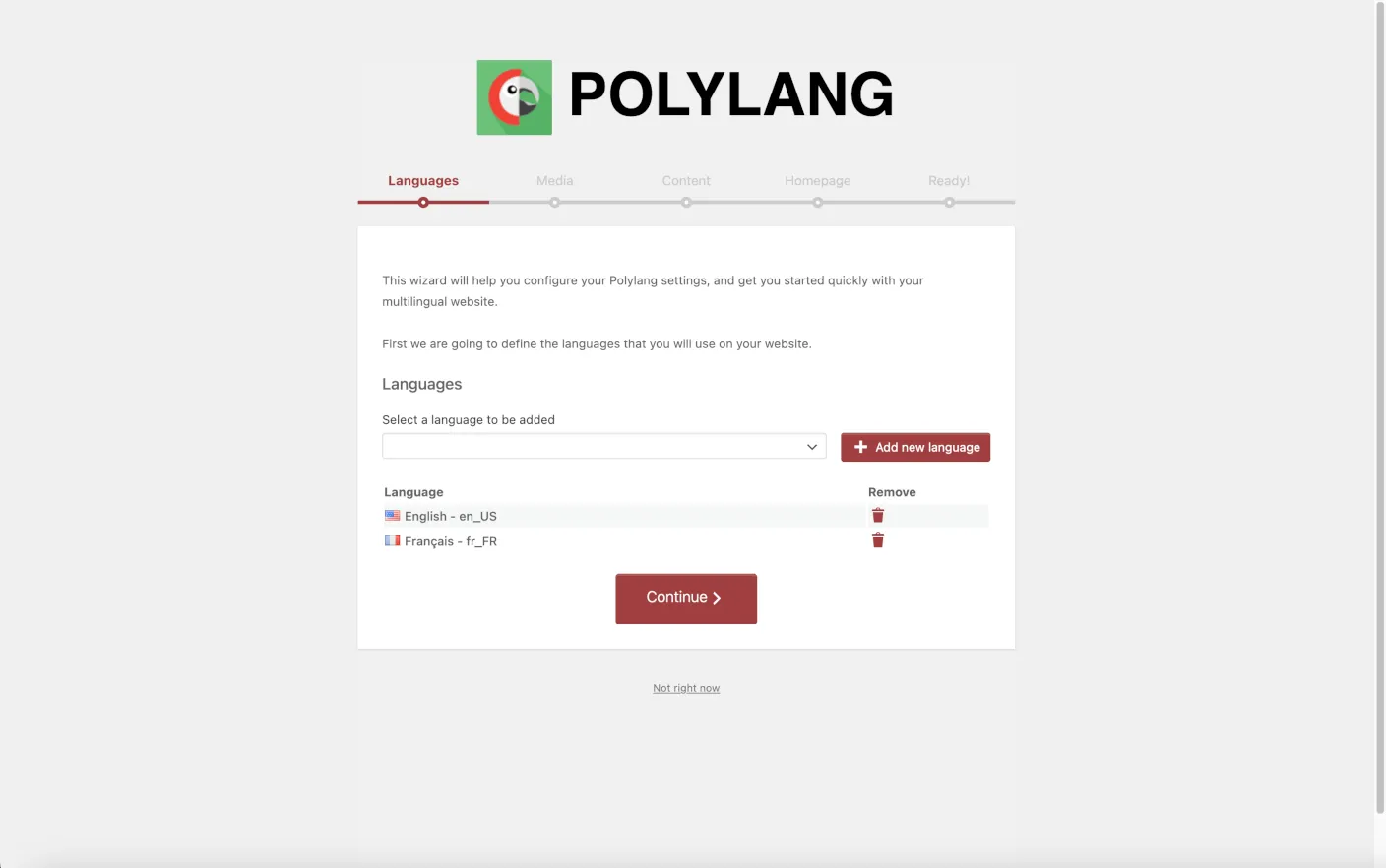 Polylang setup