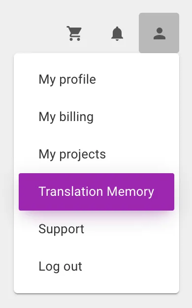 Translation Memory menu