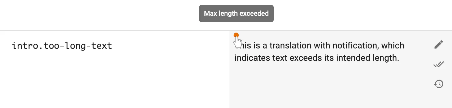 Translation warning for exceeded length