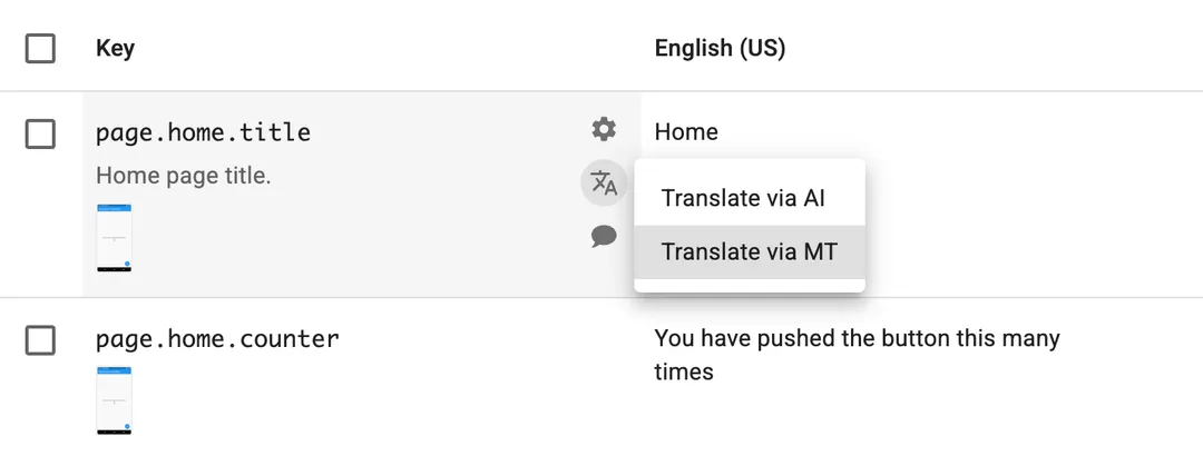 Machine Translation (MT) button